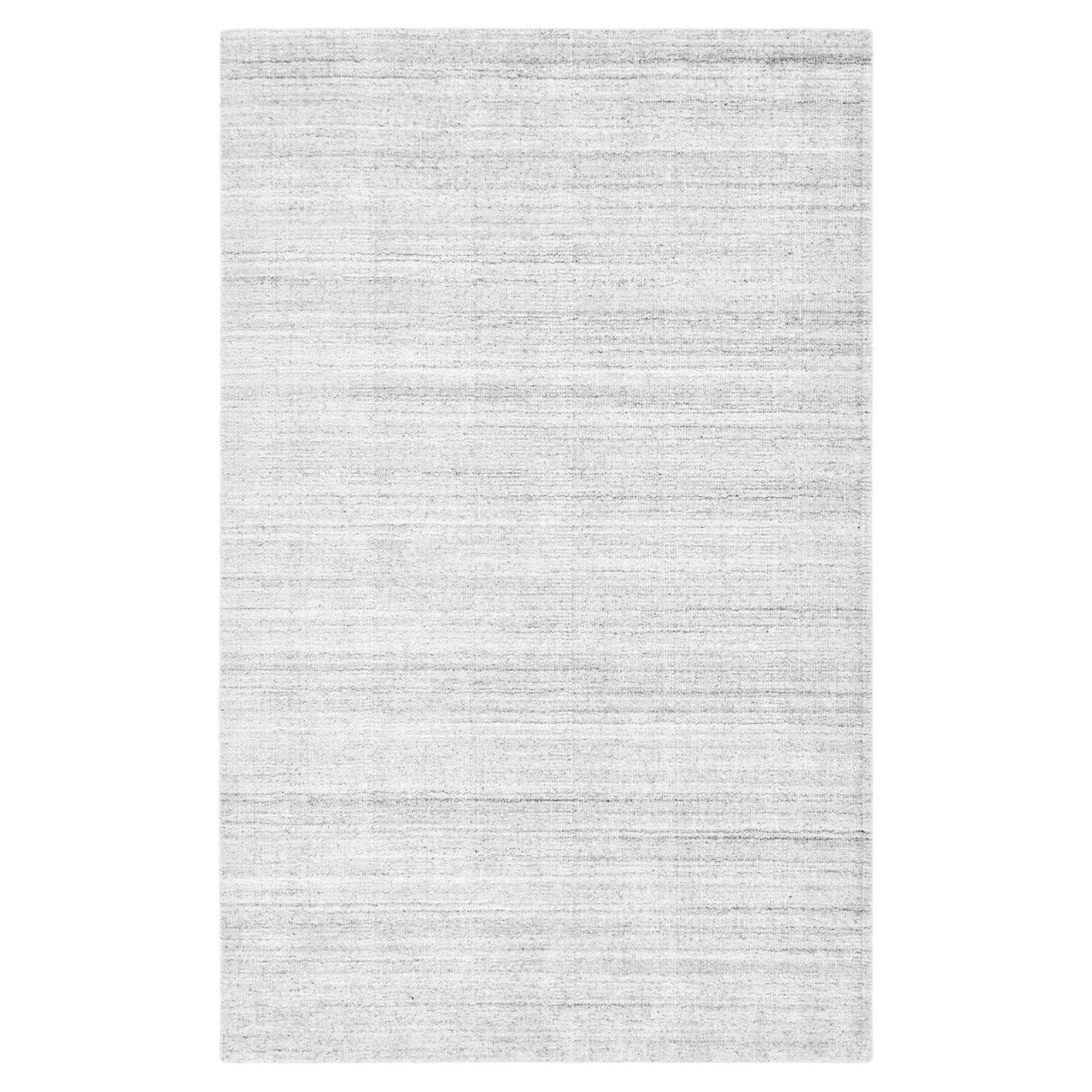 Solo Rugs Solid Modern Hand Loomed Ivory Area Rug For Sale