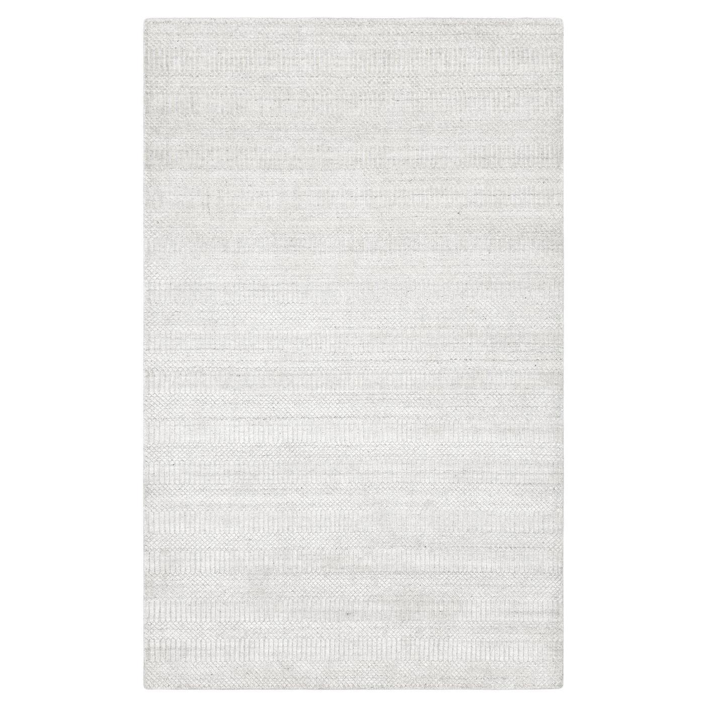 Solo Rugs Solid Modern Hand Loomed Ivory Area Rug