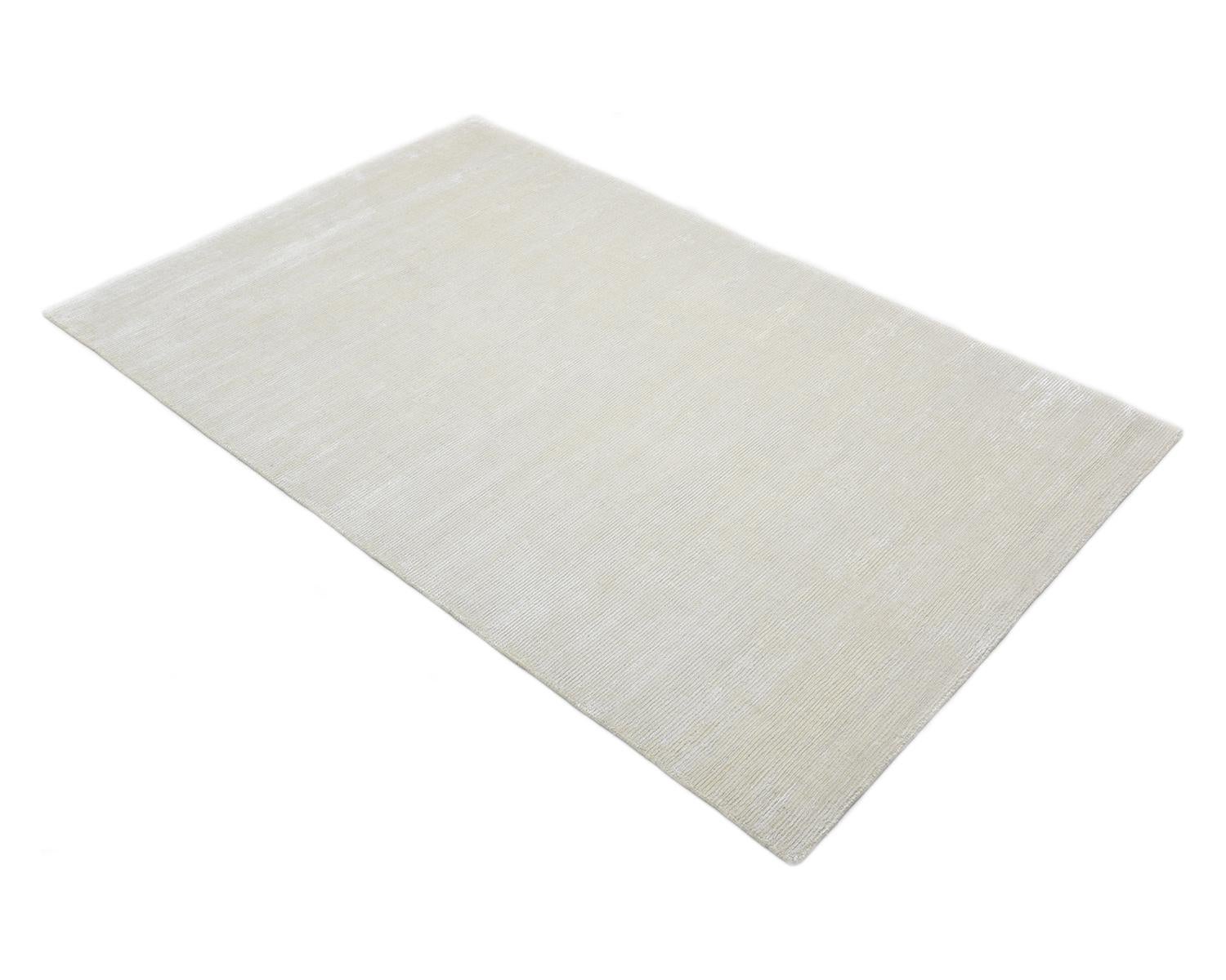 Solo Rugs Solid Modern Hand Loomed Ivory Area Rug For Sale 1