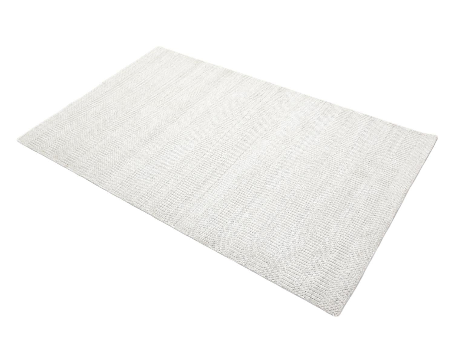 Solo Rugs Solid Modern Hand Loomed Ivory Area Rug For Sale 1
