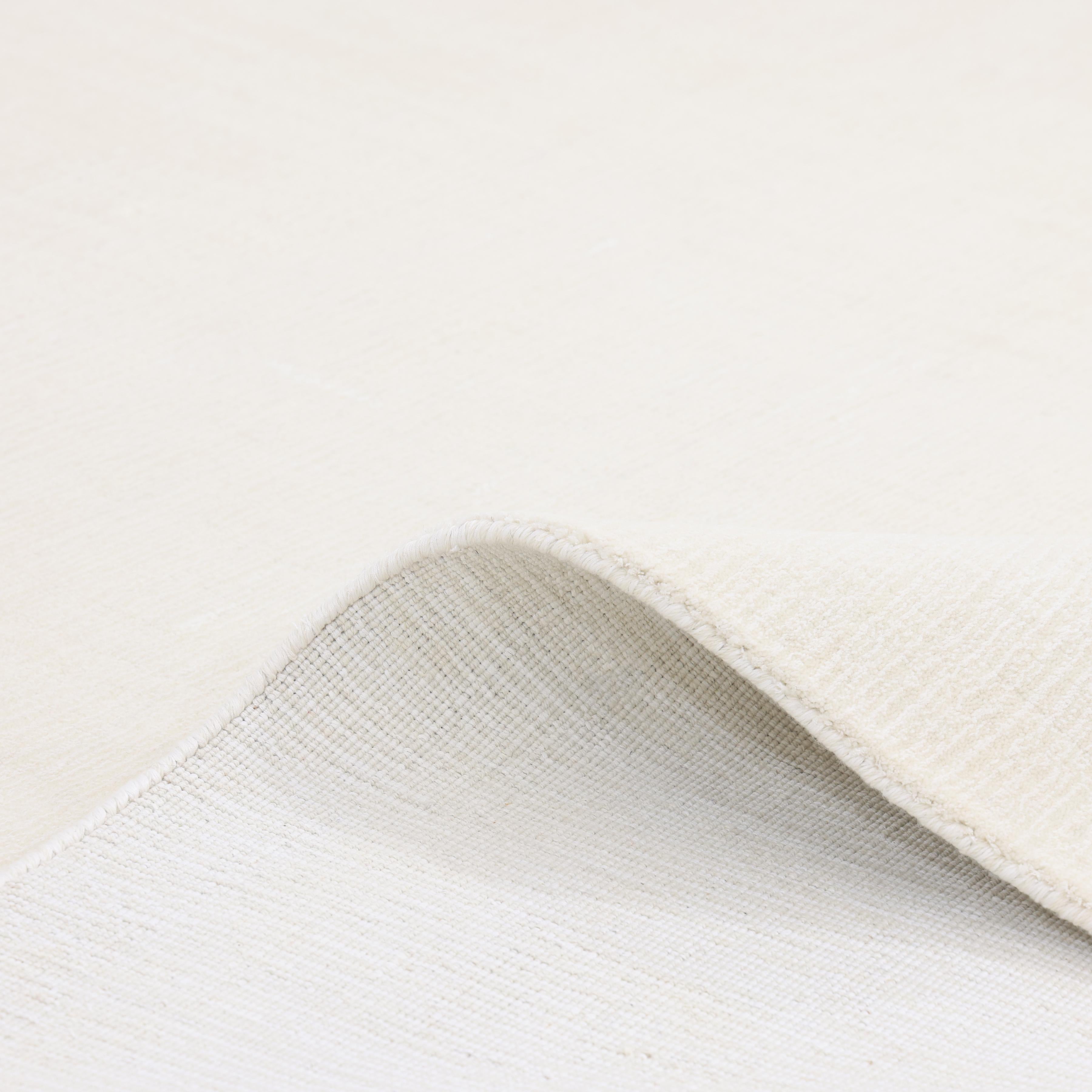 Cotton Contemporary Solid Hand Made Ivory Area Rug 8' 0