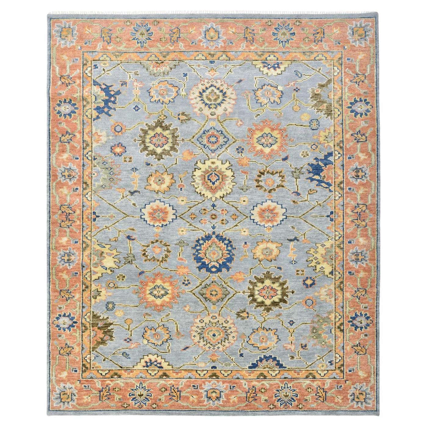 Solo Rugs Transitional Floral Hand Knotted Light Gray Area Rug For Sale ...