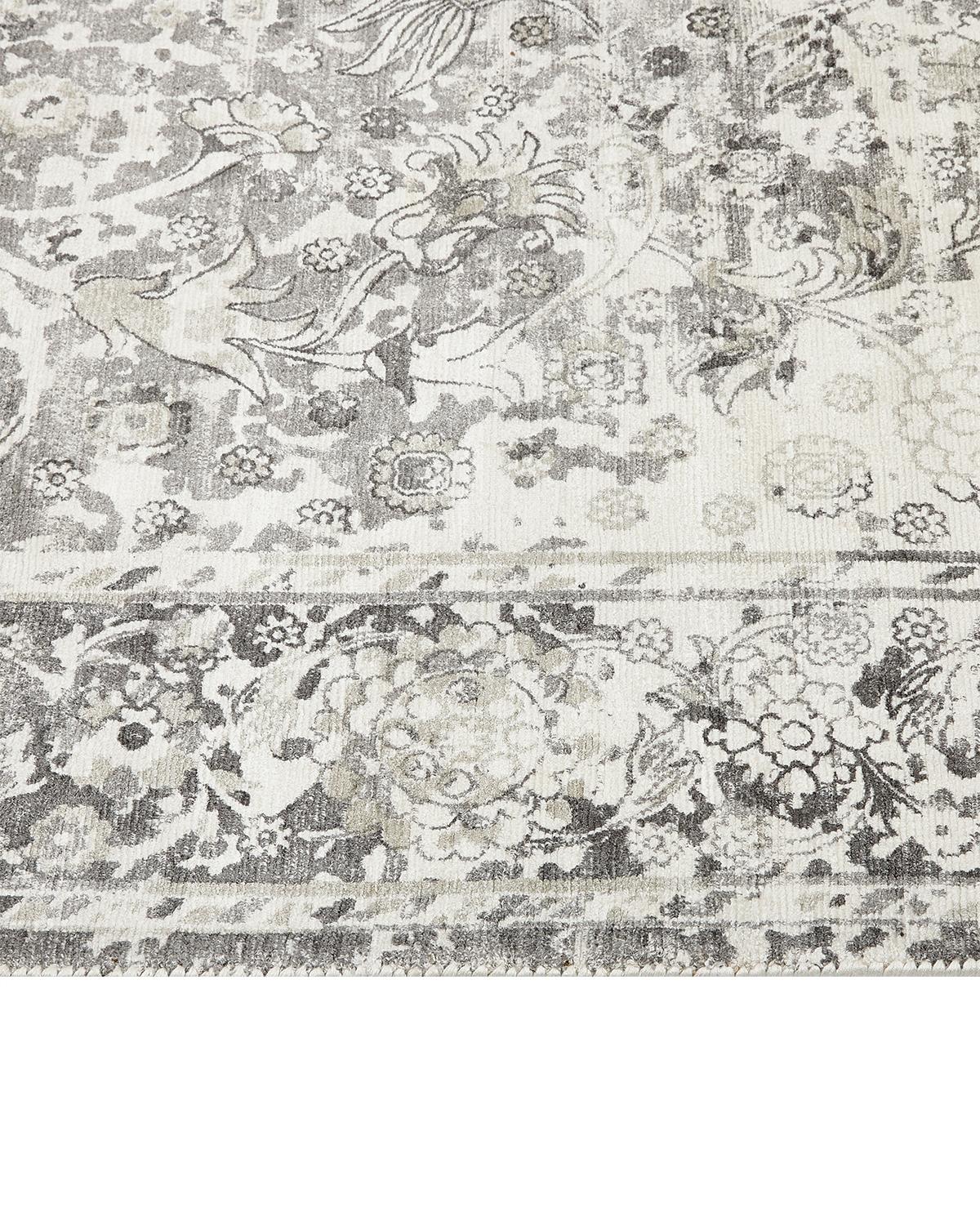 Transitional Floral Handgewebter grauer Teppich 3 x 5 Teppich im Zustand „Neu“ im Angebot in Norwalk, CT