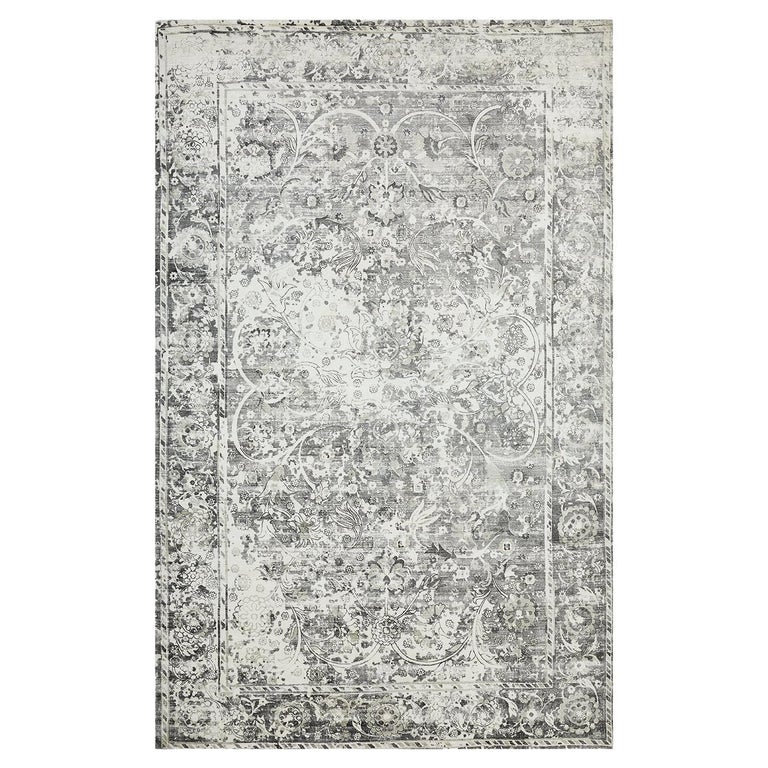 Solo Rugs Transitional Floral Hand Loomed Gray Area Rug For Sale at 1stDibs