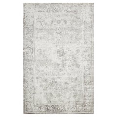 Tapis à motifs floraux transitionnels noués à la main gris 9 x 12