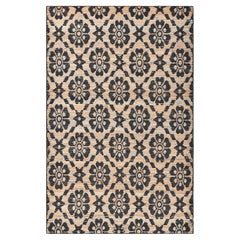 Tapis de zone transitionnel en jute à fleurs tissé à la main marron 5 x 8