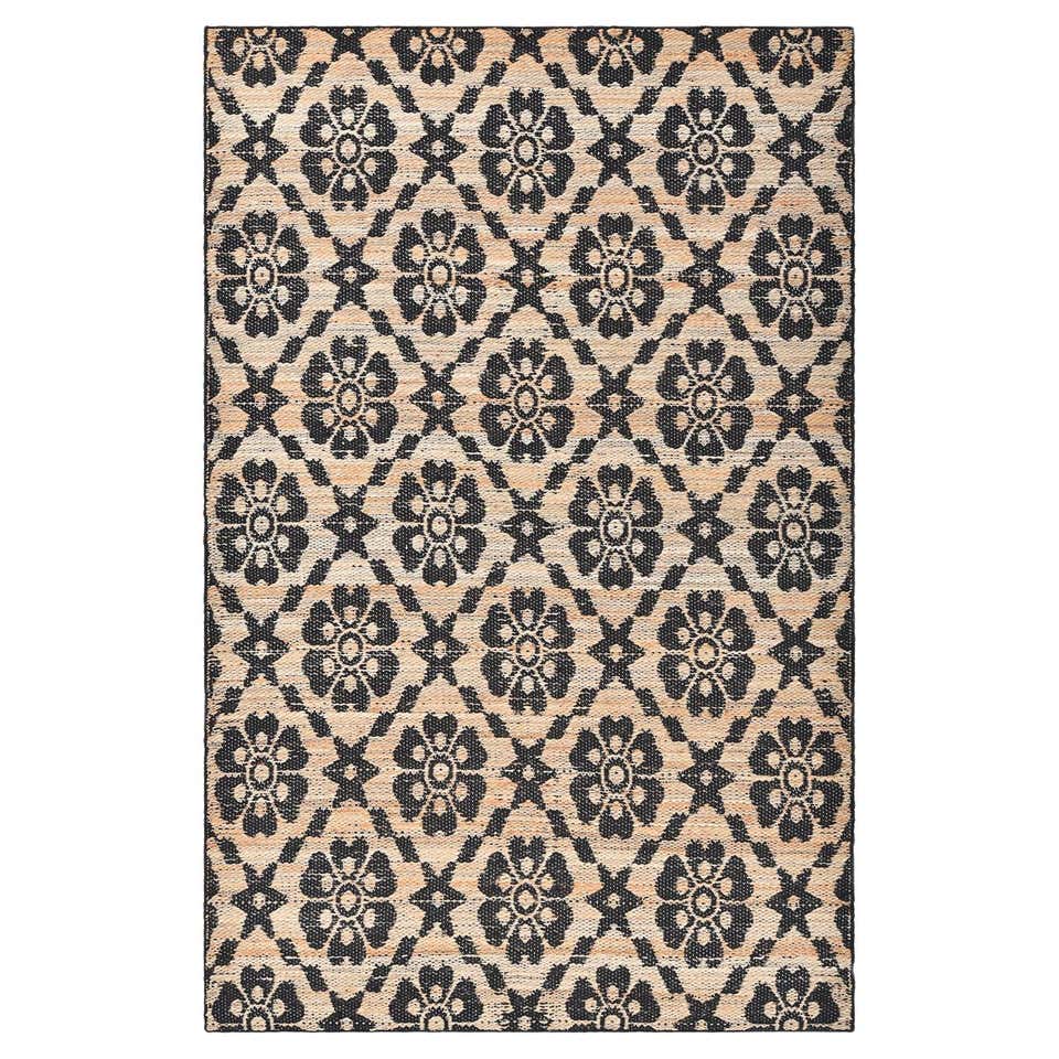 Modern Natural Texture Hand Woven Jute and Cotton Area Rug with Brown ...