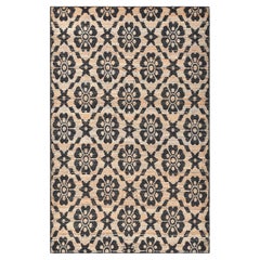 Transitional Jute-Teppich mit Blumenmuster, handgewebt, braun, 9 x 12