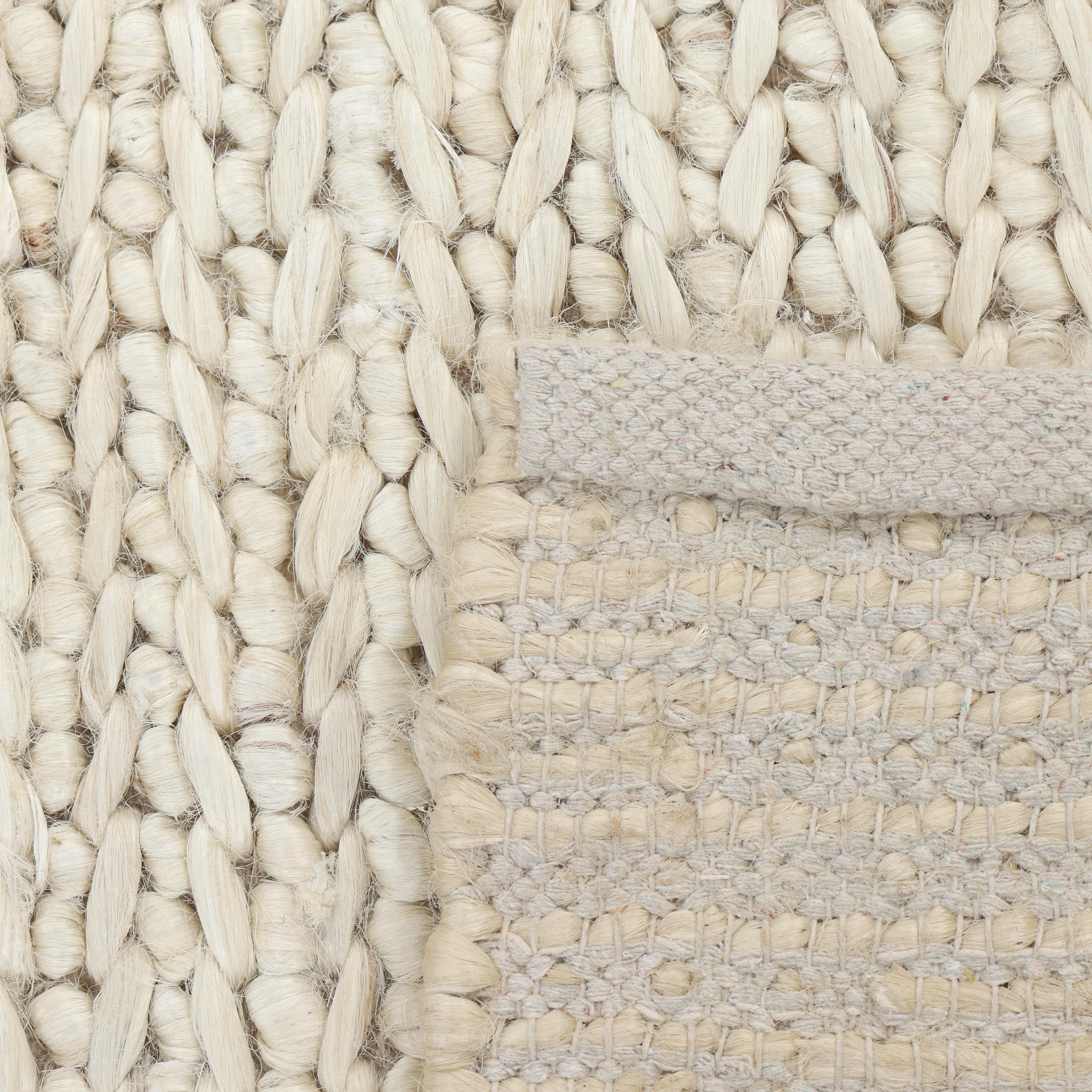 Cotton Contemporary Solid Hand Made Beige Area Rug 8' 0
