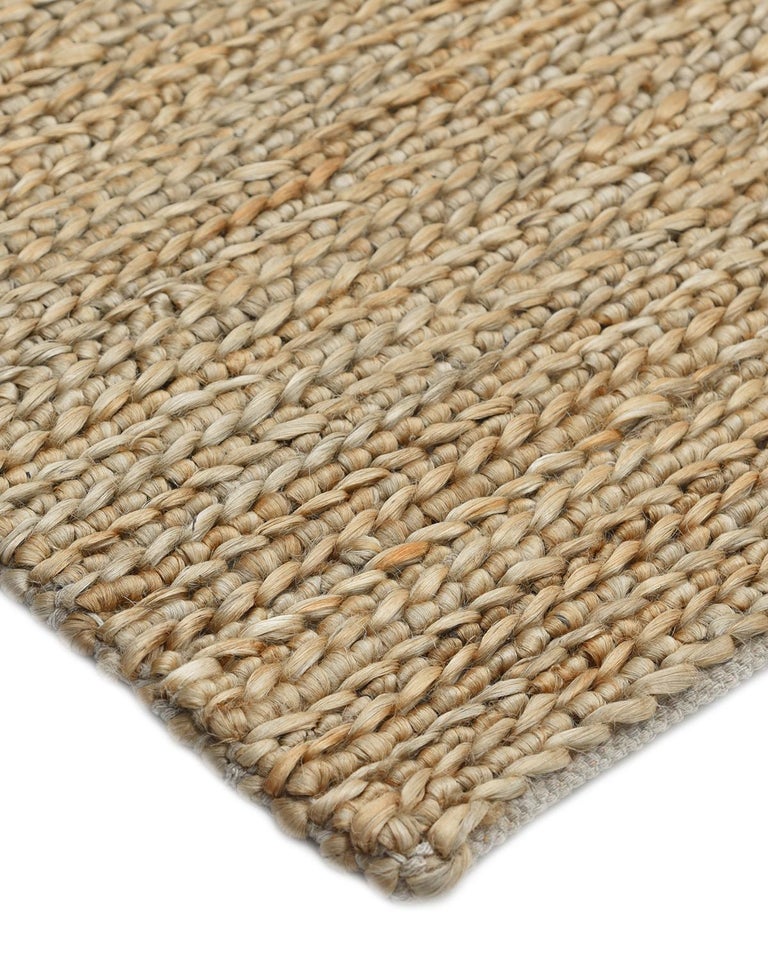Solo Rugs Transitional Jute Solid Hand Woven Natural Area Rug For Sale