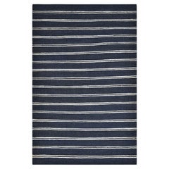 Tappeto Solo Rugs Transitional Jute Striped Hand Woven Blue 5 x 8