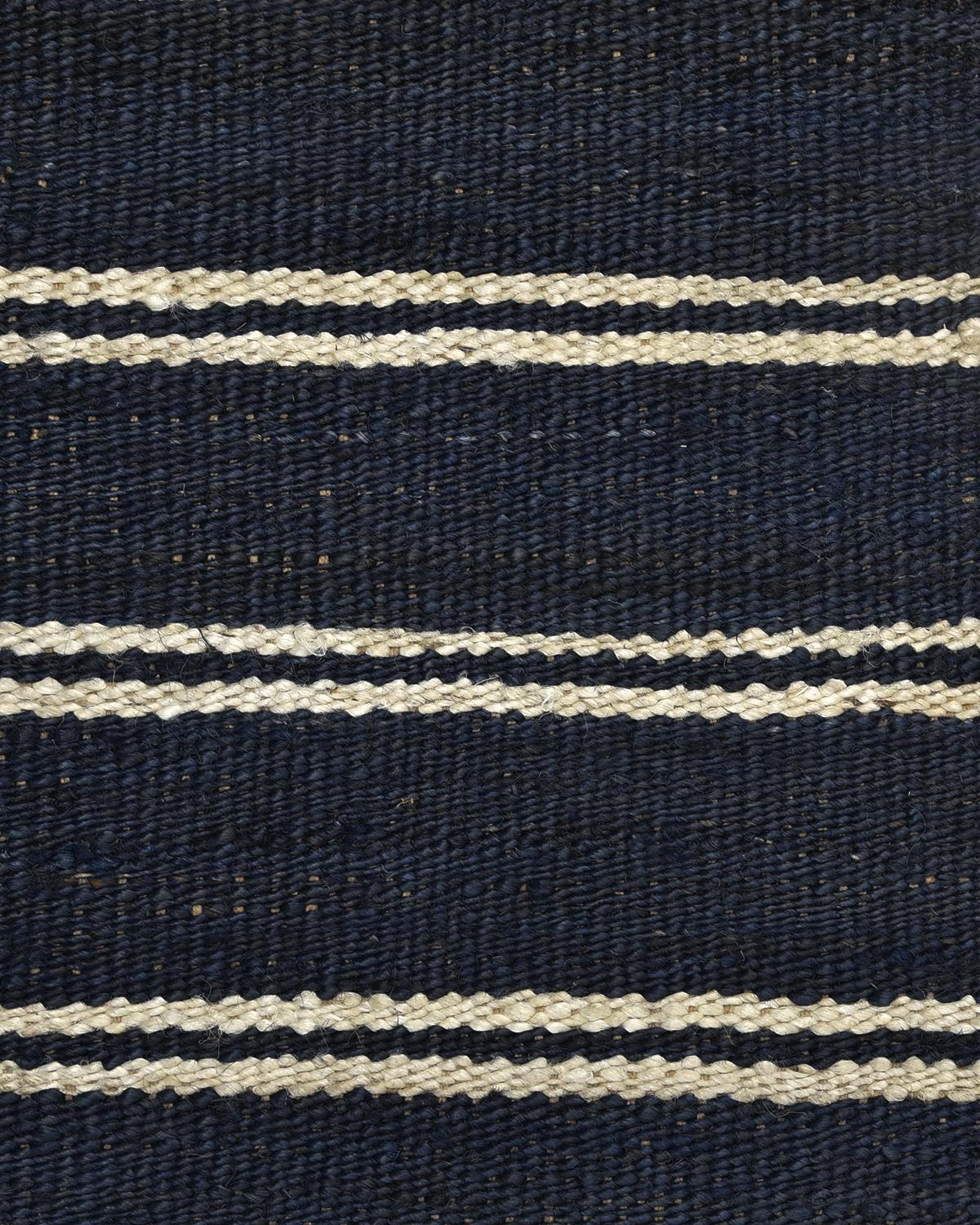 Indian Solo Rugs Transitional Jute Striped Hand Woven Blue Area Rug For Sale