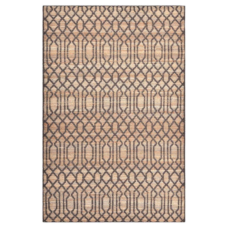 Modern Natural Texture Hand Woven Jute and Cotton Area Rug with Brown ...