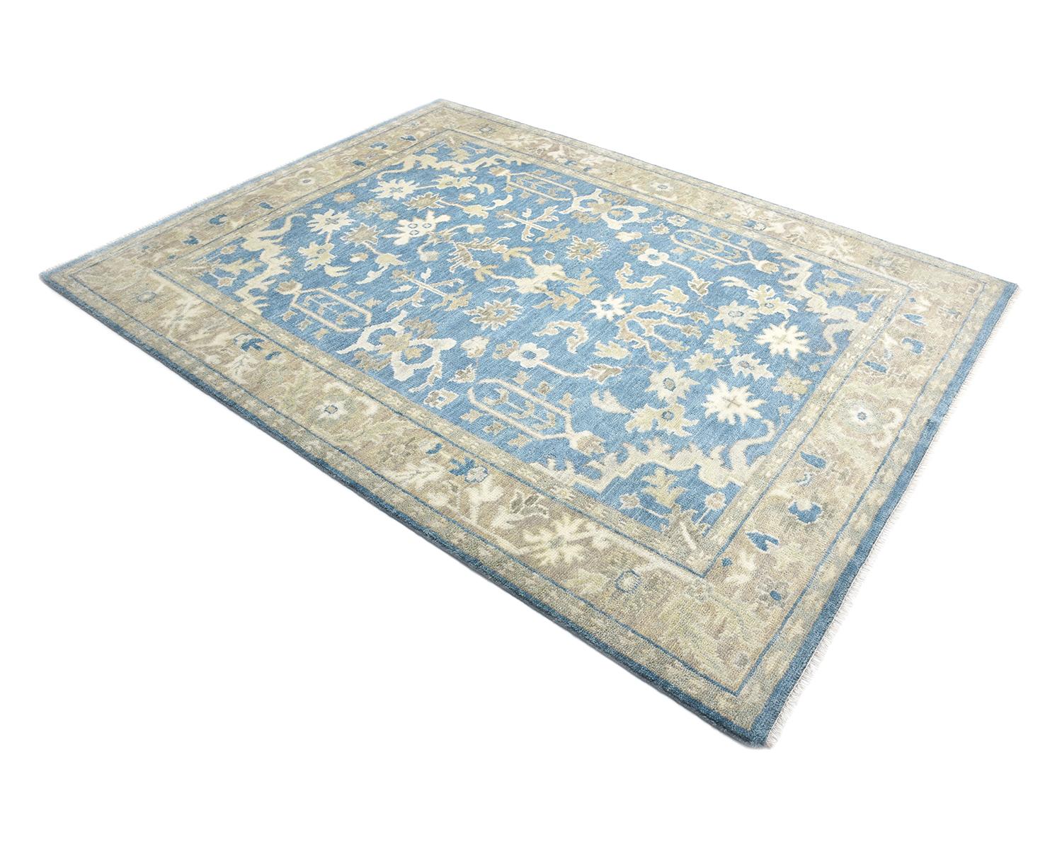 Solo Rugs Transitional Oriental Hand Knotted Blue Area Rug For Sale 1