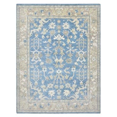 Transitional Orientalischer handgeknüpfter Teppich in Blau, 8 x 10