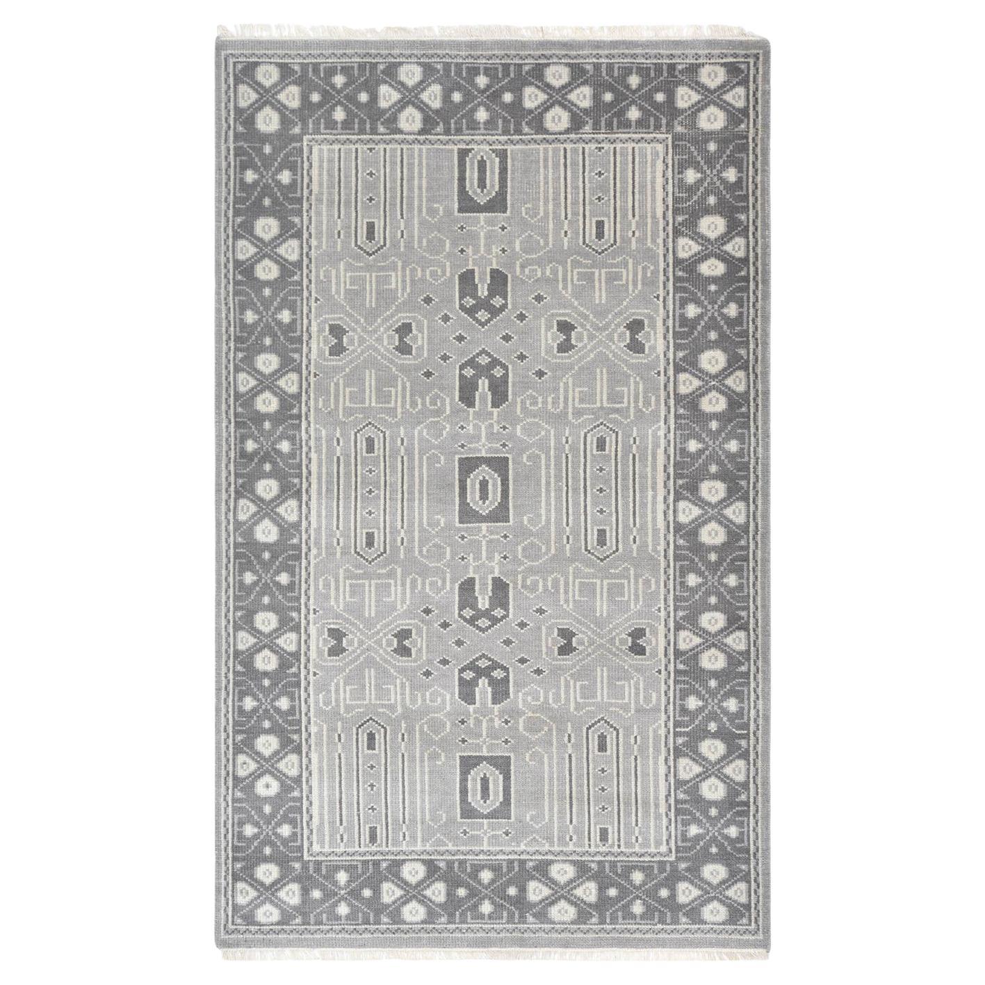 Solo Rugs Transitional Oriental Hand-Knotted Gray Area Rug For Sale
