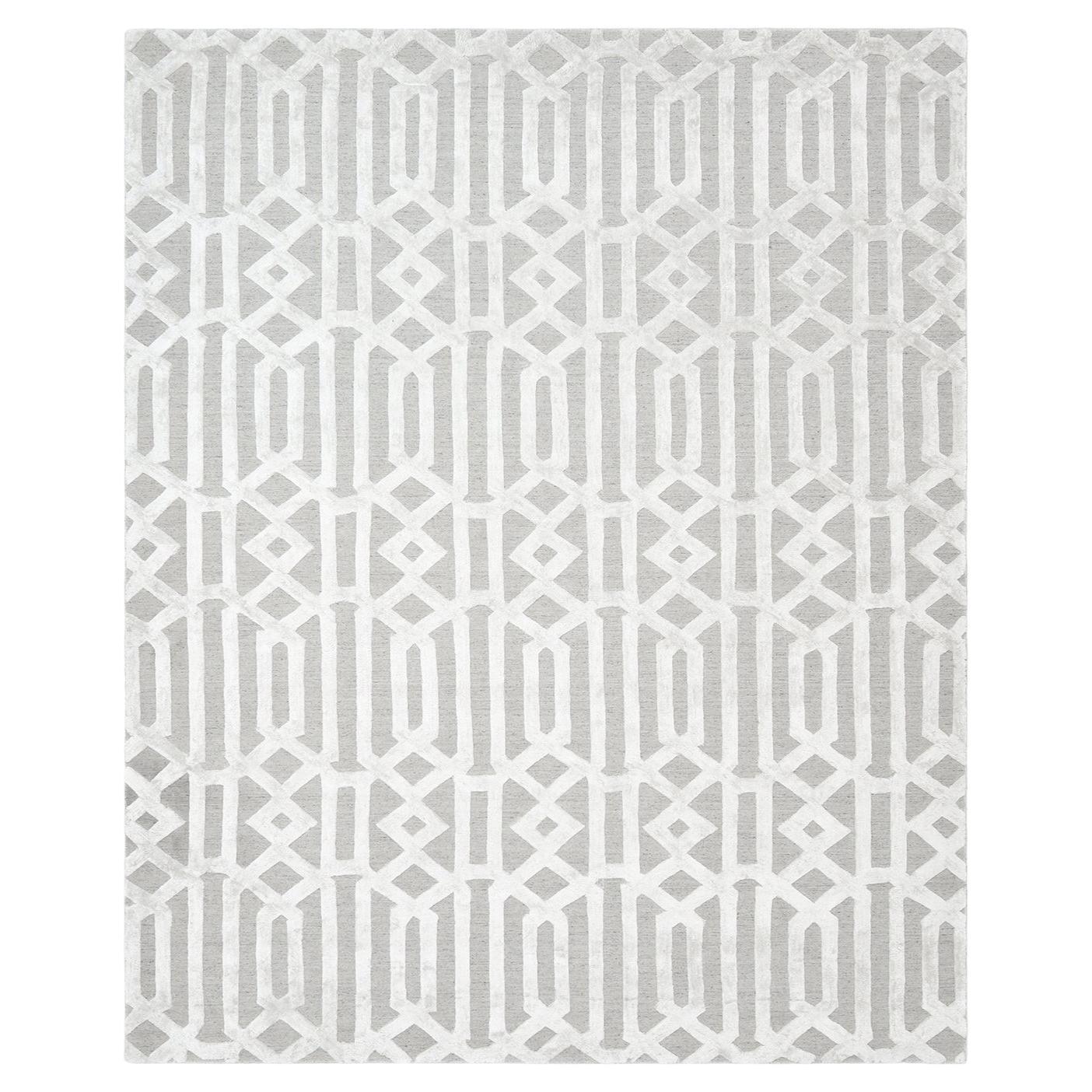 Tapis Solo Transitionnel Trellis Hand Loomed gris 5 x 8 Area Rug