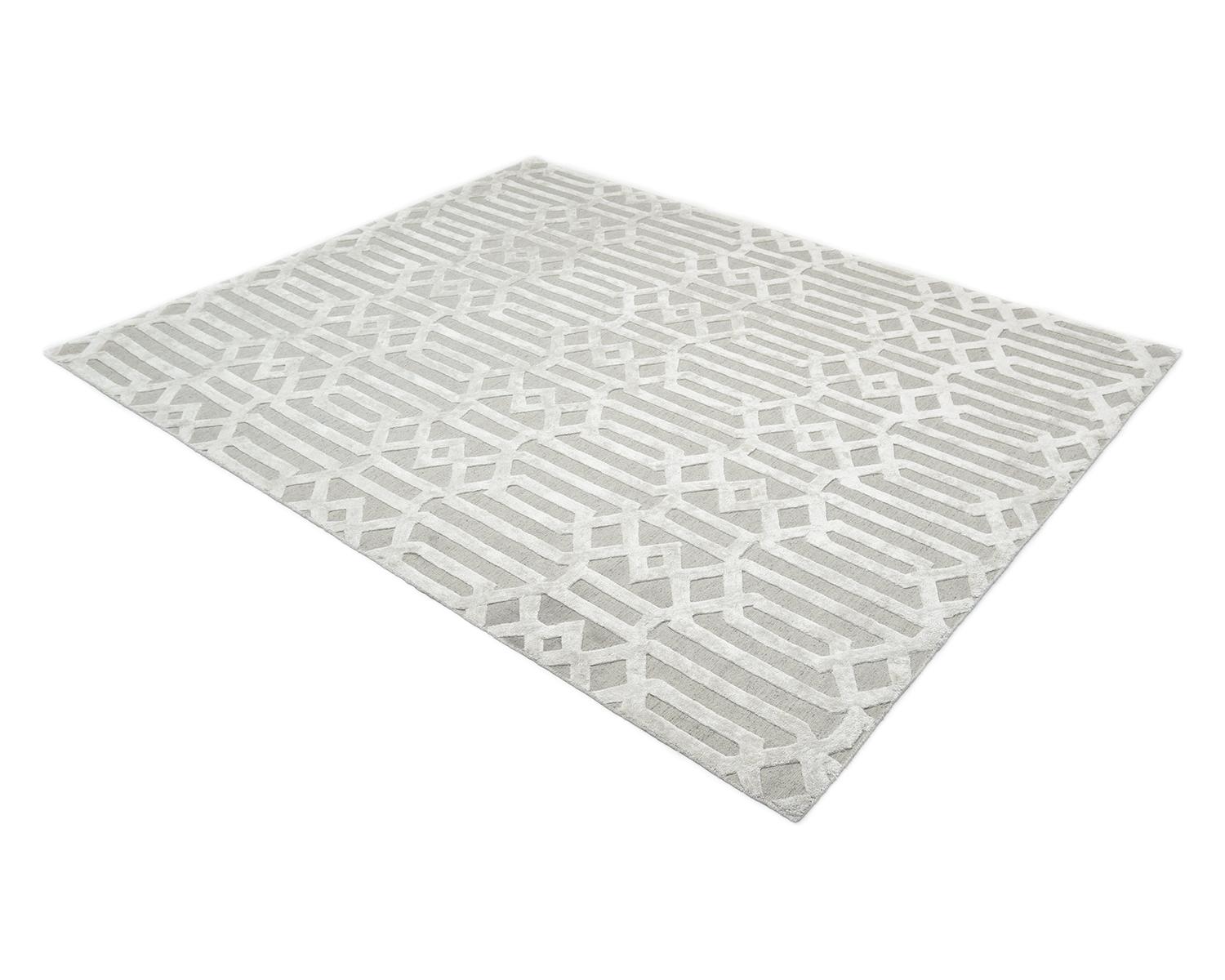 Solo Rugs Transitional Trellis Hand Loomed Gray Area Rug For Sale 1