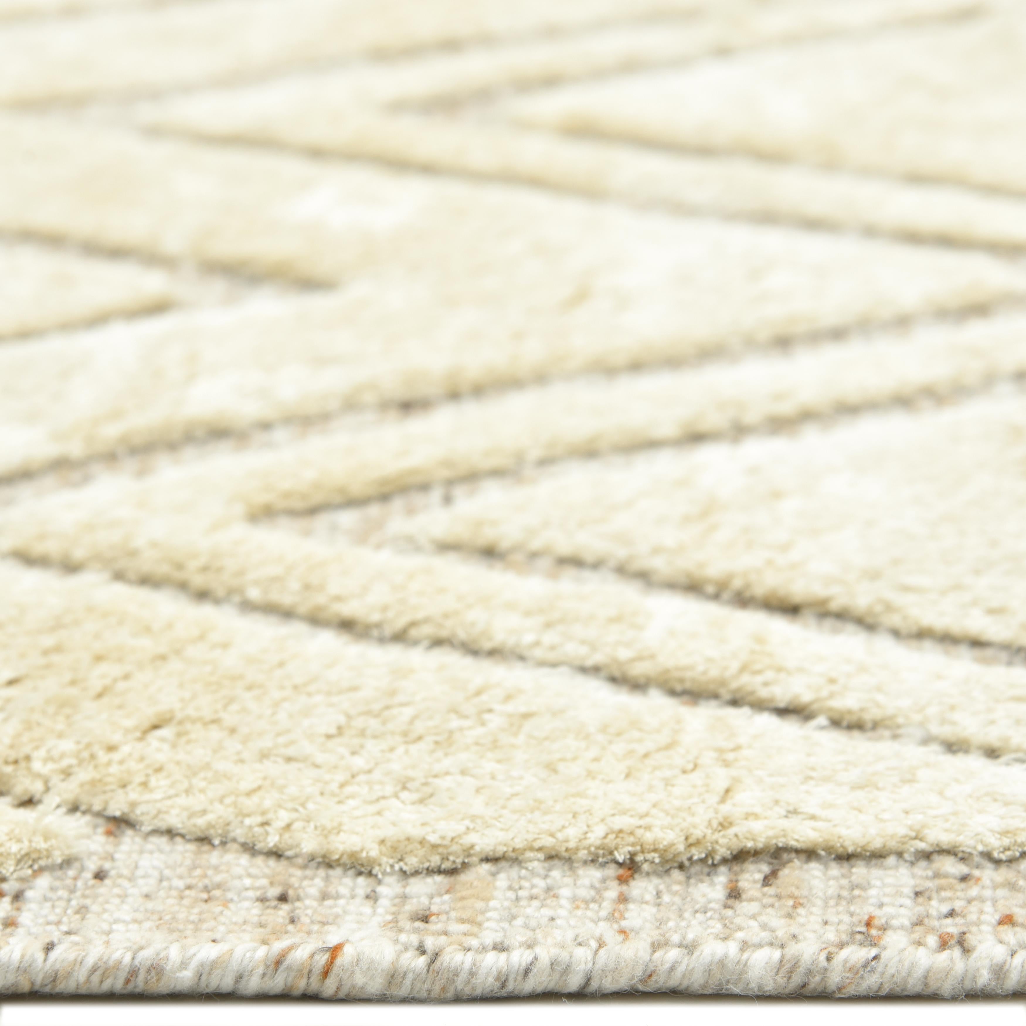 Contemporary Solo Rugs Tribal Hand Loom Beige Area Rug For Sale