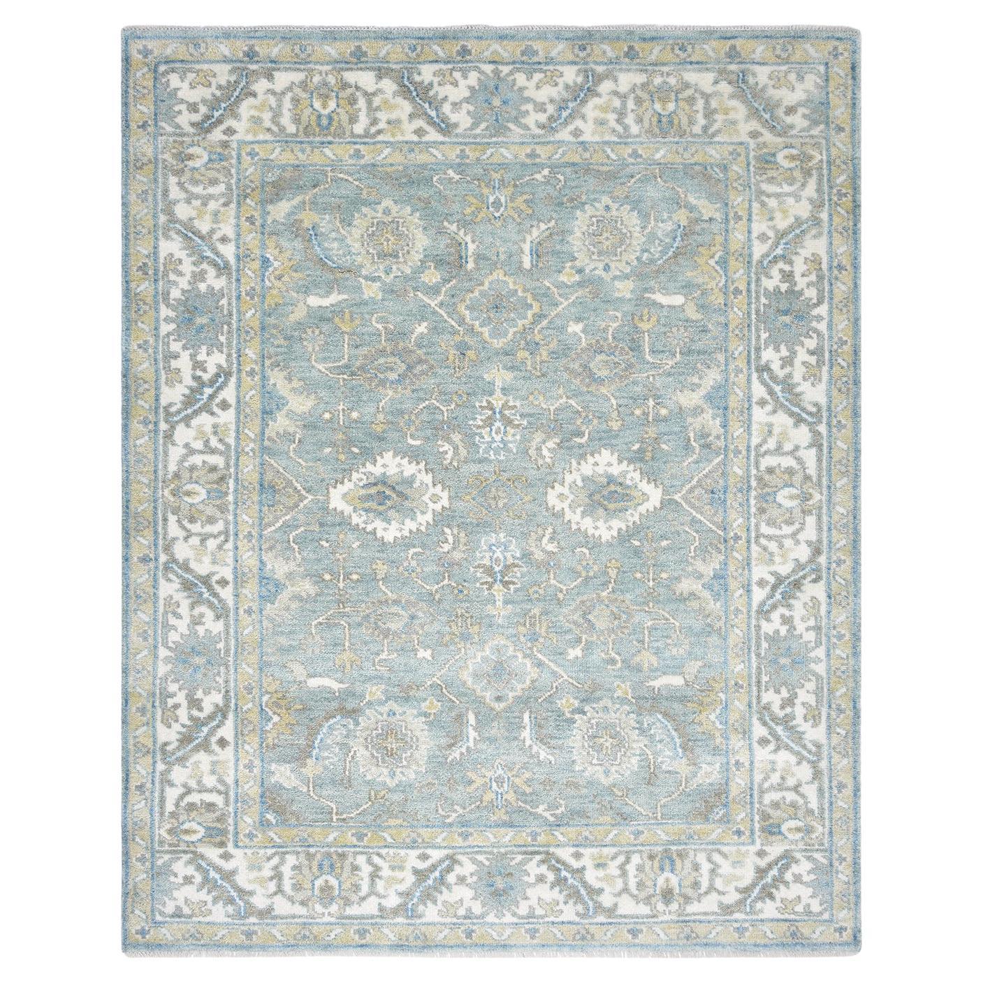 Solo Rugs Winston Traditional Floral Handmade Area Rug Blue