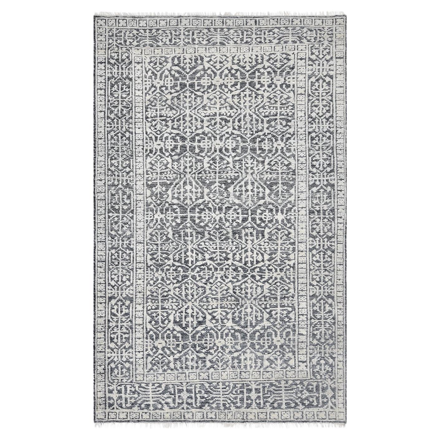 Solo Rugs Yvonne Alfombra oriental contemporánea hecha a mano Gris en venta