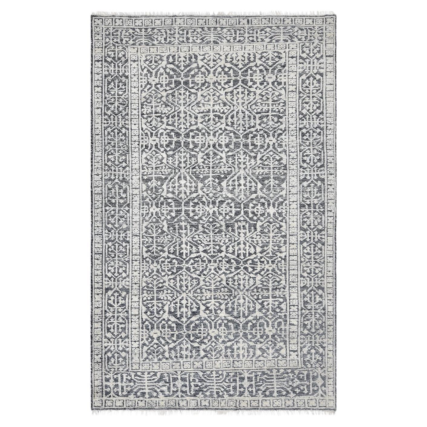 Solo Rugs Yvonne Contemporary Oriental Handmade Area Rug Gray For Sale