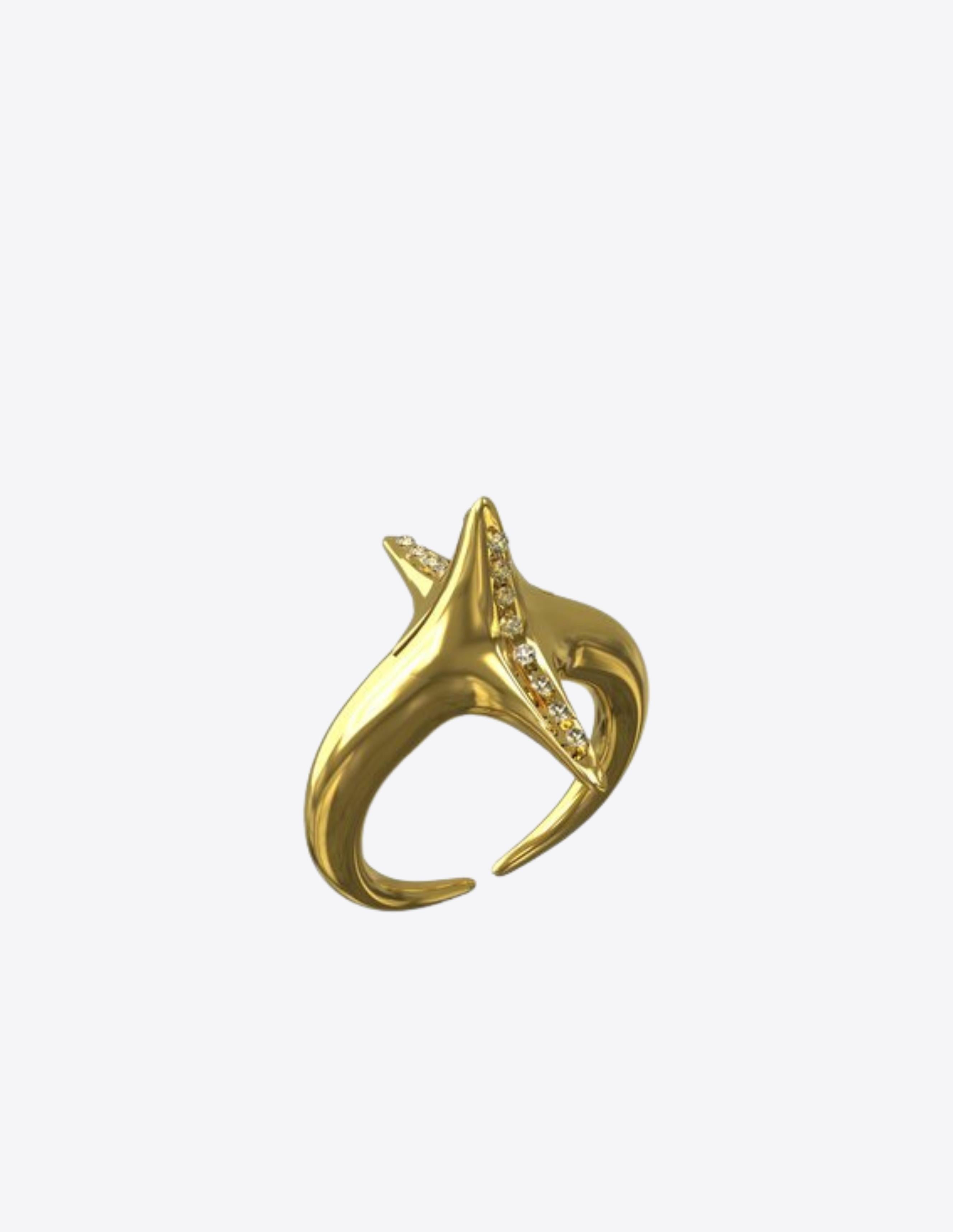 Solo Spike Ring in 18K Gold with Diamonds In New Condition For Sale In Brooklyn, NY
