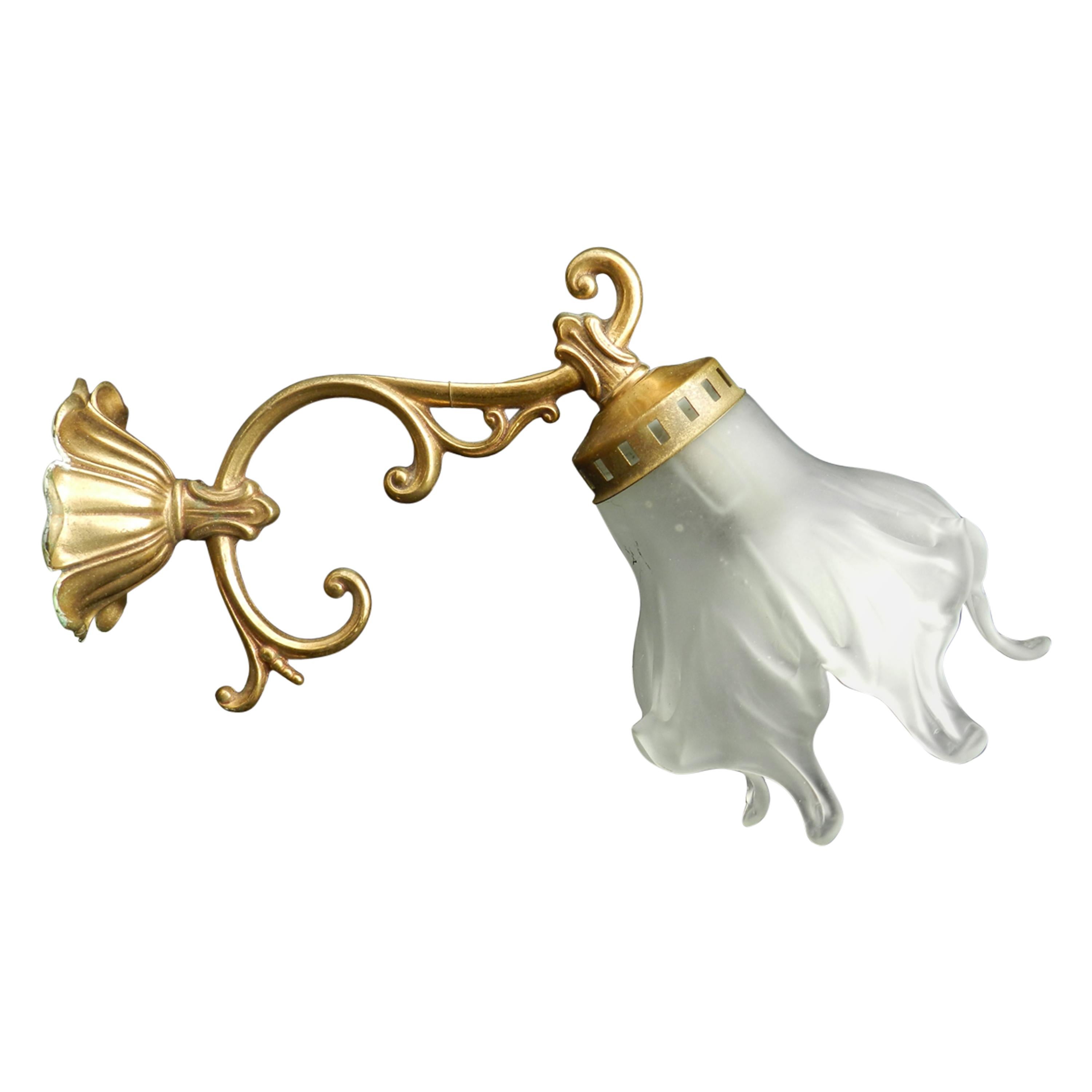 Solo Wall Light Sconce Glass Shade Louis XV Revival, Mid 20th Century For Sale