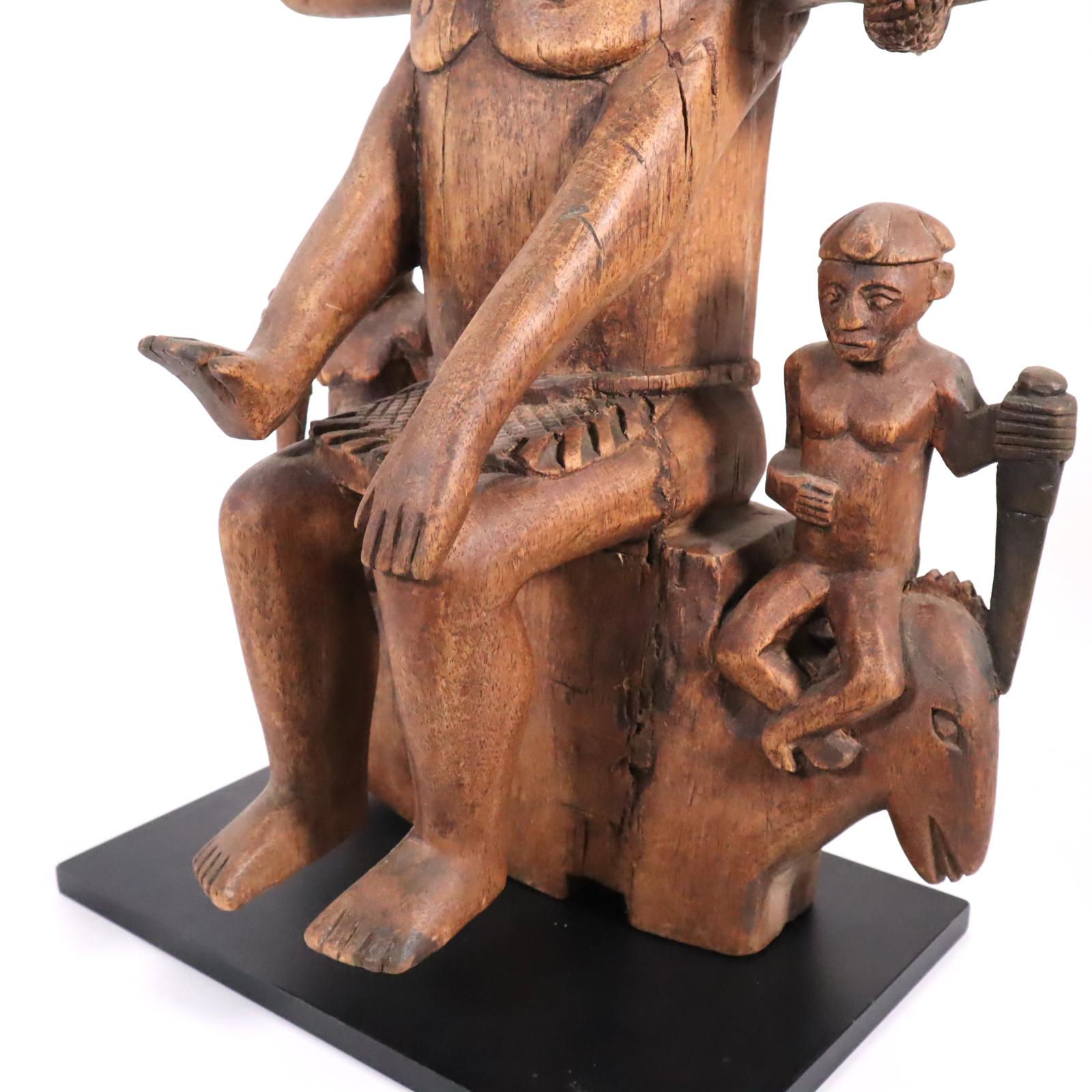Congolese Wood sculpture of a tribal West African Deity Mami Wata derived from Hinduism For Sale