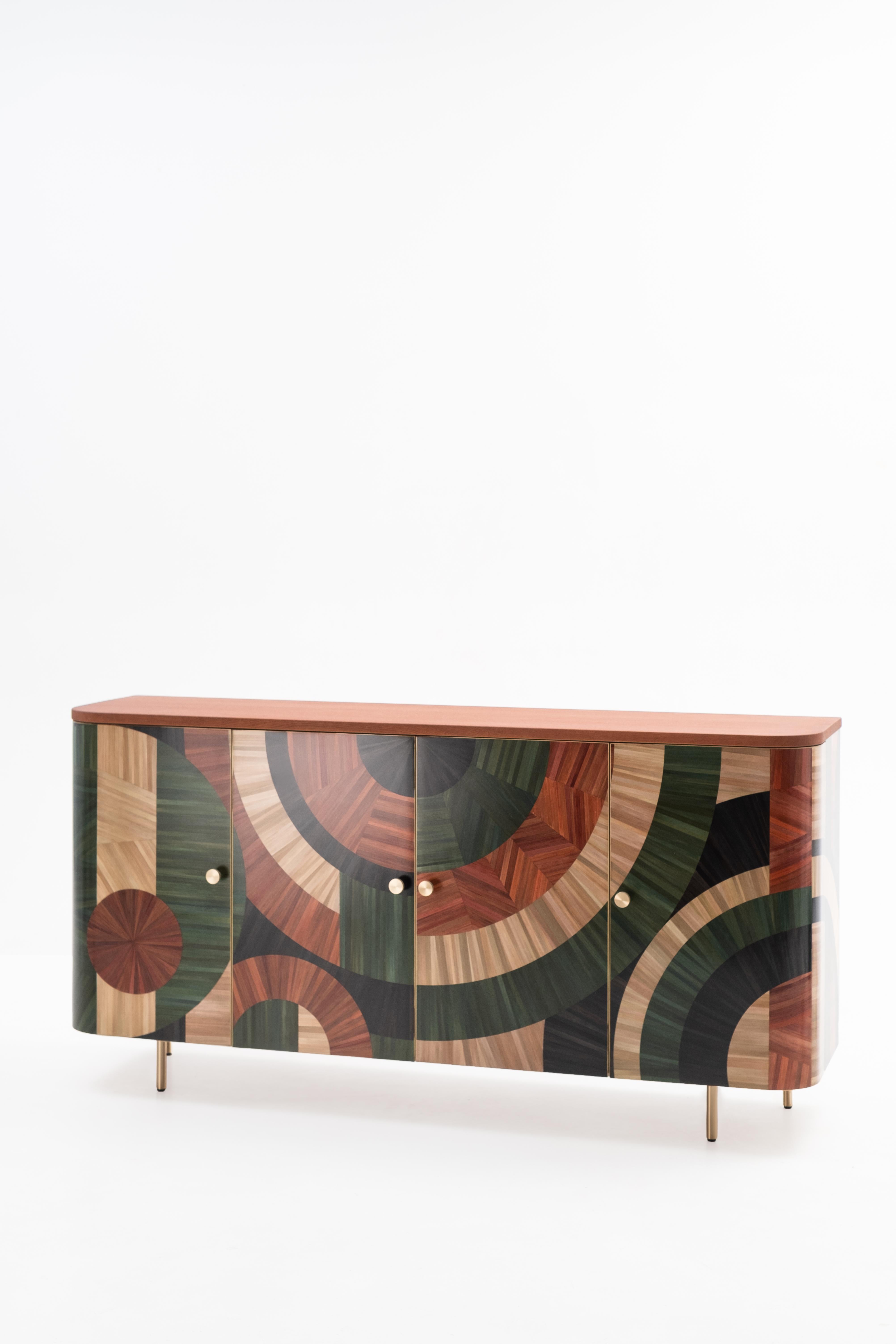 Credenza credenza Art Deco con intarsi in paglia Solomia  da RUDAStudio in vendita 8