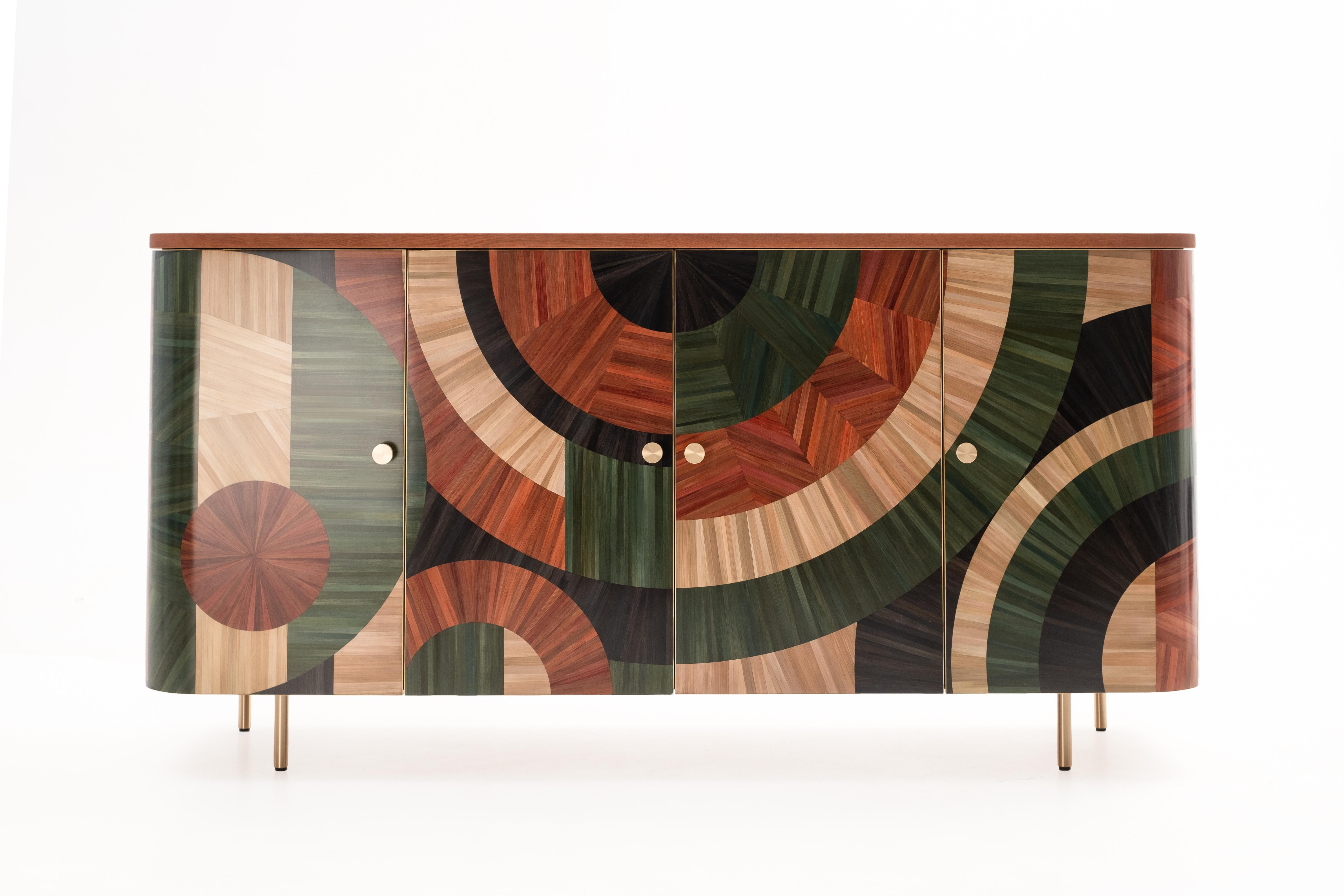 Credenza credenza Art Deco con intarsi in paglia Solomia  da RUDAStudio in vendita 9