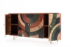 Solomia Straw Marquetry Inlay Art Deco Credenza Sideboard Cabinet  by RUDAStudio