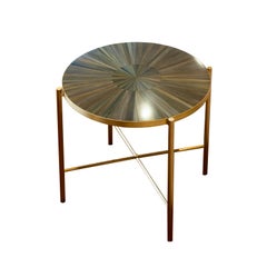 Solomia Straw Marquetry Coffee Tables Set Red Wine Olive Black  by RUDA Studio