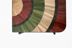 Solomia Straw Marquetry Rectangular Bed Table Green Red Black by RUDA Studio