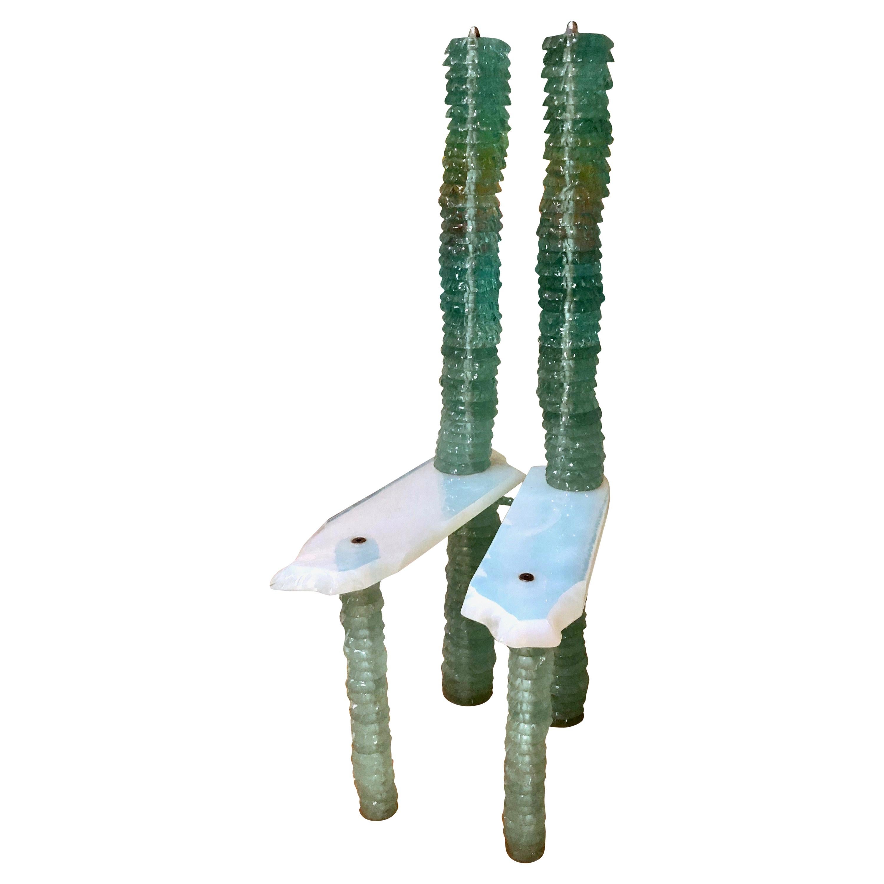 "Solomon" Chair Sculpture by Danny Lane in Stacked Glass, 1988