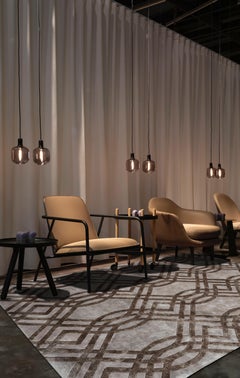 SOLOMON Hand Tufted Modern Geometric Silk Rug in Taupe Colour By Hands