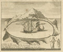 Blick auf die Insel Solor, indonesischer Hafenstich, französisches Reiseschild um 1700