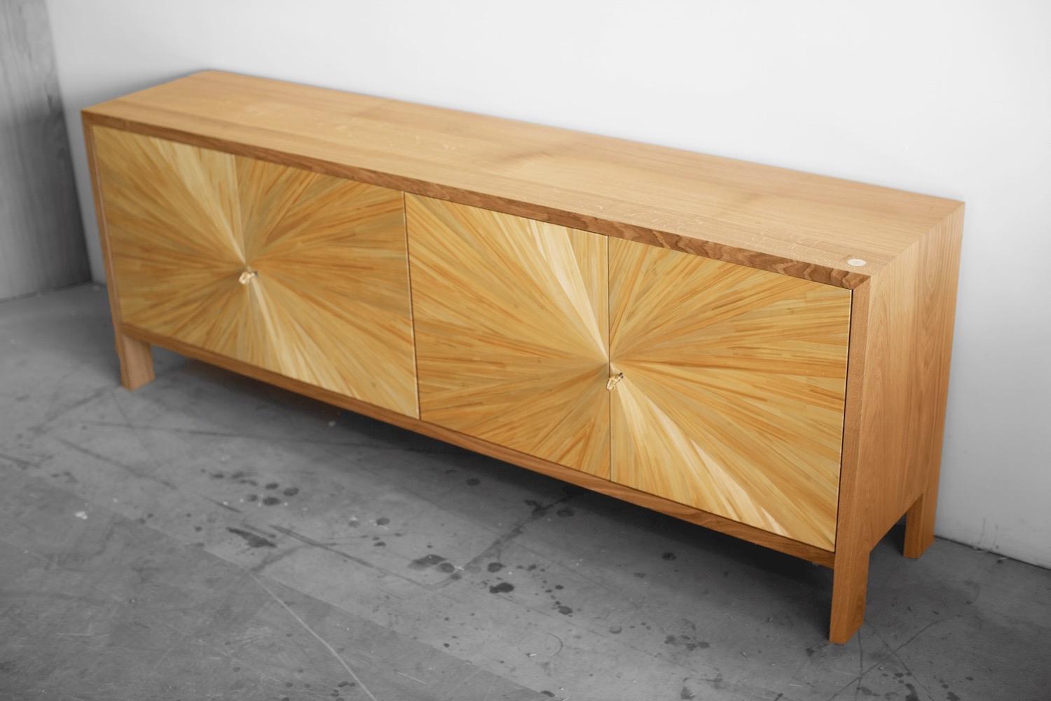 French Solstice by Seve Quantum Design 'France', Straw Marquetry Sideboard For Sale