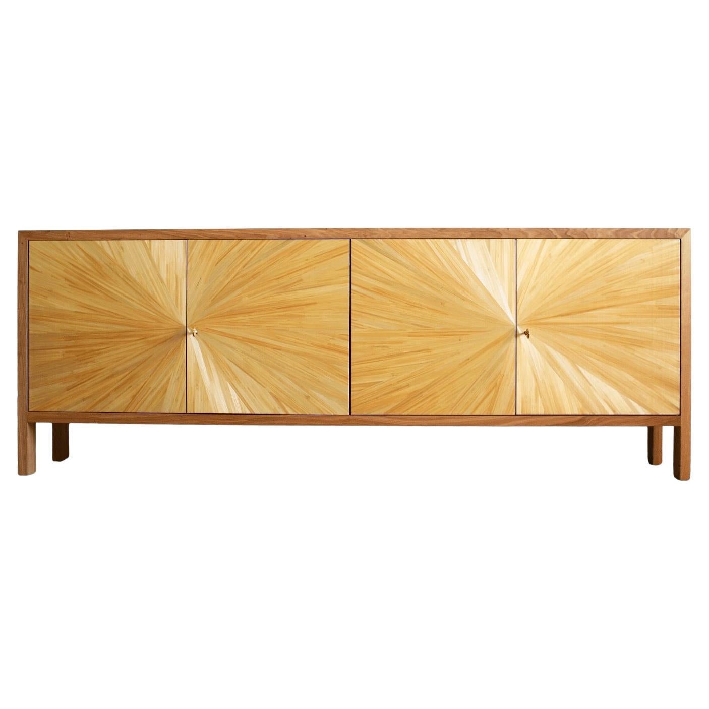 Solstice by Seve Quantum Design „France“, Sideboard aus Stroh mit Intarsien