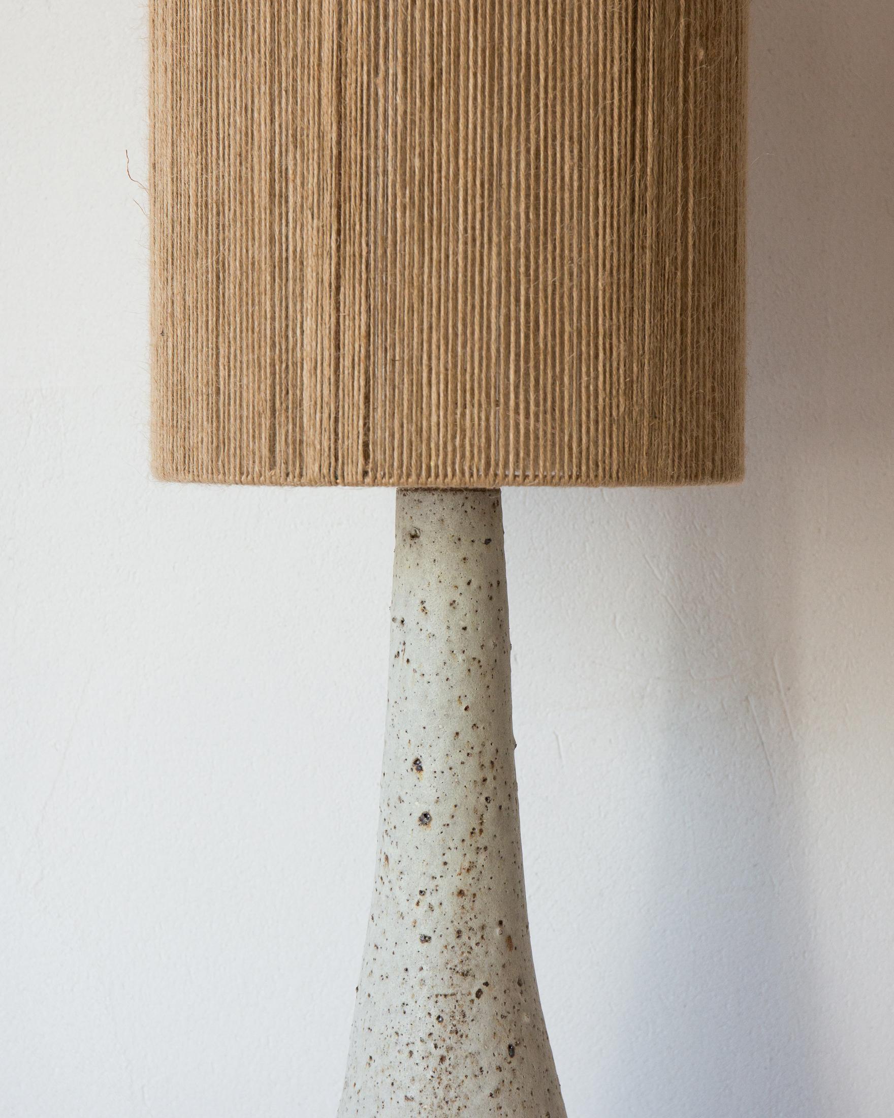 Post-Modern Solstice Matt Speckled Grey Textured Ceramic Table Lamp by Grès Éditions For Sale