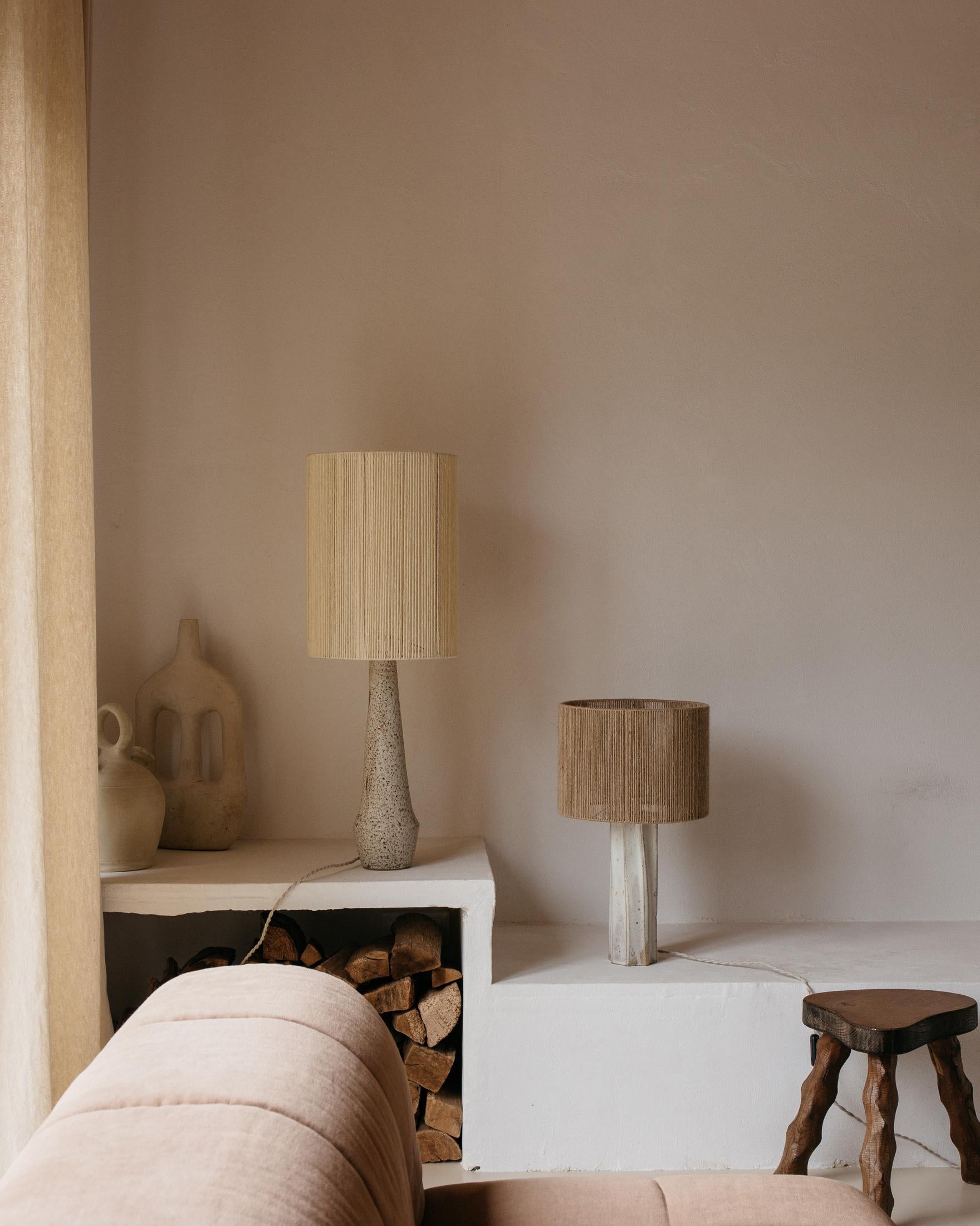 Other Solstice Matt Speckled Grey Textured Ceramic Table Lamp by Grès Éditions For Sale