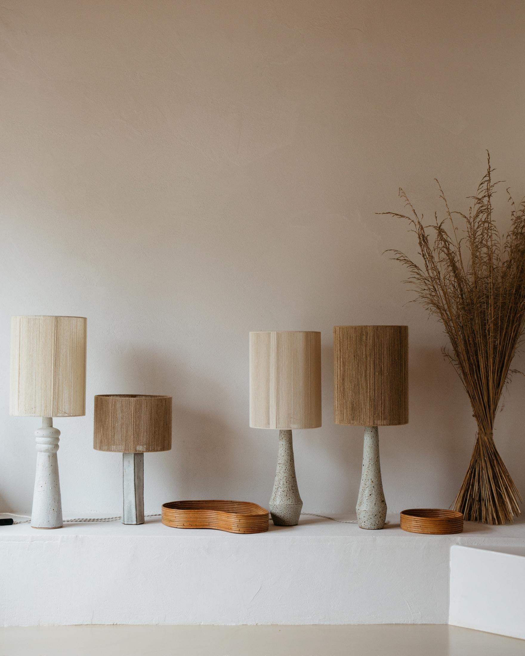 Solstice Matt Speckled Grey Textured Ceramic Table Lamp by Grès Éditions In New Condition For Sale In Geneve, CH