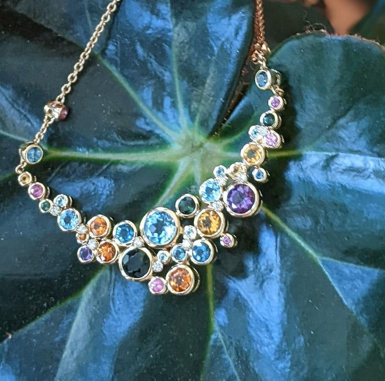 Solstice - Multi-color Gemstone Necklace in 14ky at 1stDibs