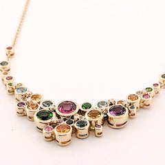 Solstice, Multi Color Gemstone Necklace in 14ky