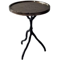 Antique Solstice Side Table by DeMuro Das in Golden Pyrite with Black Resin Base