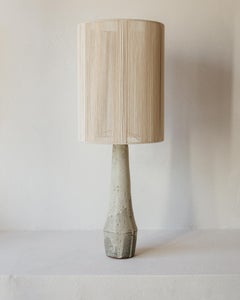 Solstice White Grey Raw Textured Ceramic Table Lamp by Grès Éditions