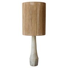 Solstice White Grey Raw Textured Ceramic Table Lamp by Grès Éditions