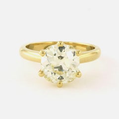 Soltaire ring with old mine cut diamond up to 3.40ct M/N SI1 18k gold