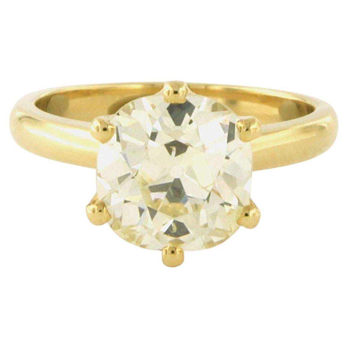 Soltaire Ring mit altem Minenschliff-Diamanten bis zu 3,40ct M/N SI1 18k Gold im Angebot