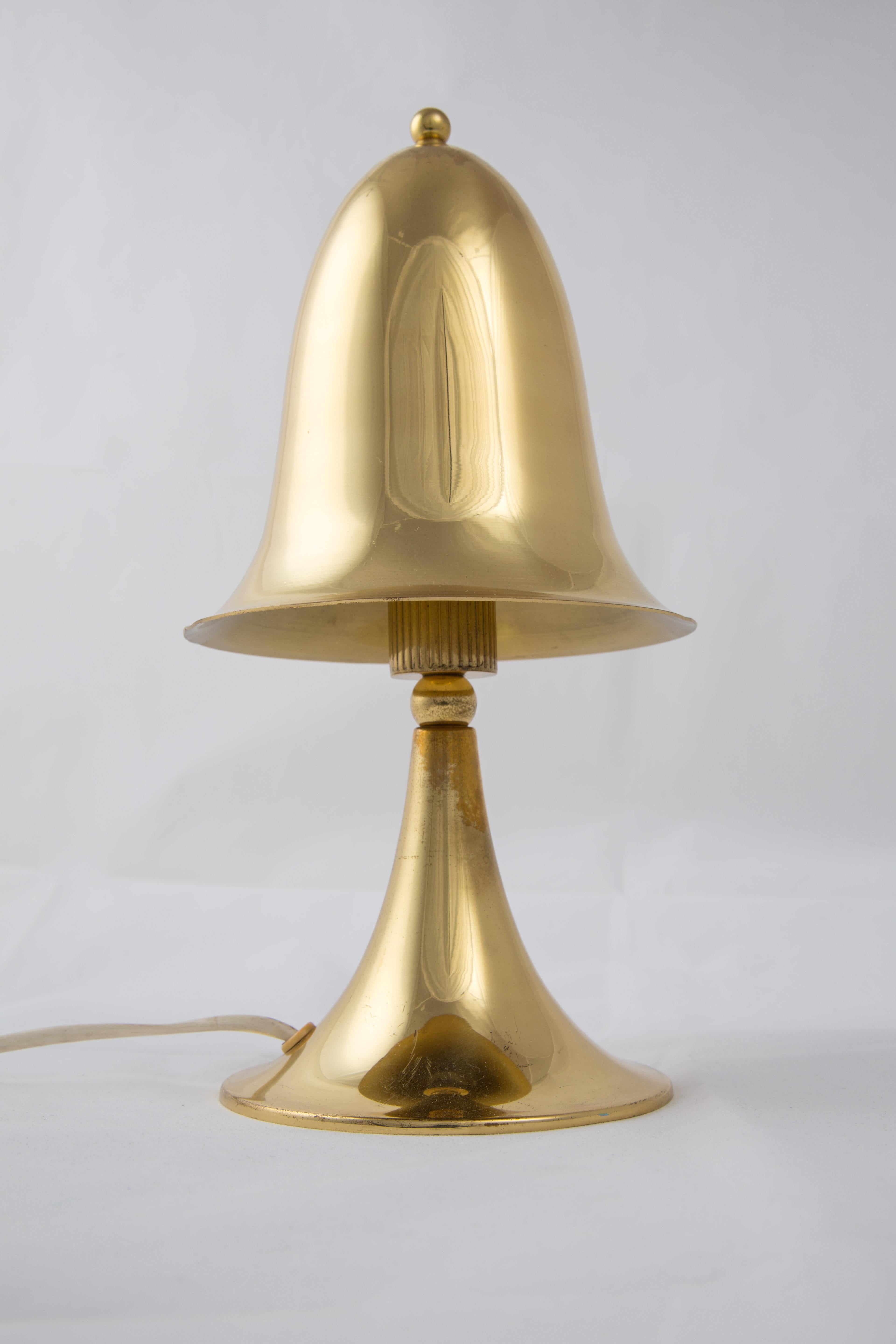 Scandinavian Modern Solve Carlsson Helsingborg Brass Mushroom Lamp